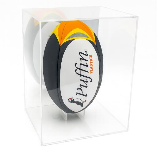 Rugby Ball Display Case Deluxe (Portrait)- With Mirror Back